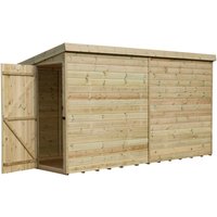 Empire 2000 9x5 Pent Garden Shed with a Single Door Both Side Panels - Green