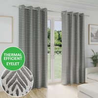 Aspen Room Darkening Eyelet Curtains - Grey / 183cm / 229cm
