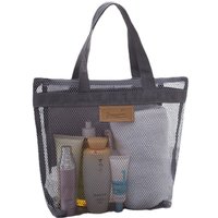 Portable Mesh Beach Travel Bag with Zip - Grey