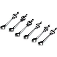 Stainless Steel Treble Clef Spoons - Black / 6