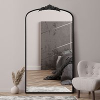 The Crown Metal Arched Framed Leaner Wall Mirror - Black