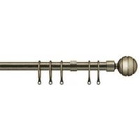 16 - 19mm Antique Brass Serrated Ball Metal Curtain Pole Set - Antique Brass / 170cm