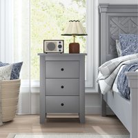 Bedside Table Nightstand with 3 Drawers - Grey