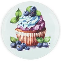 Blueberry Cupcake Round Worktop Protector - Textured Glass Chopping Board - Blue