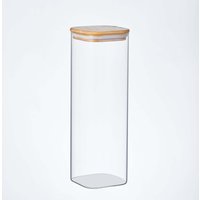 Eden & Willow Square Glass Pantry Storage Jar with Bamboo Lid - Clear / 2.5l
