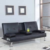 Comfy Living, Brown Bluetooth Faux Leather Sofa Bed - Brown Comfy Living, Brown Bluetooth Faux Leather Sofa Bed - Brown