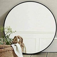 Round Black Wall Mounted Mirror Aluminium - Black