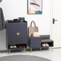 HOMCOM Shoe Bench with Storage, Shoe Cabinet with Seating Cushion - Grey