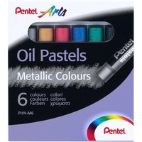 Pentel Arts Oil Pastels - Pack of 6 - Metallic and Fluorescent Colours - Metallic