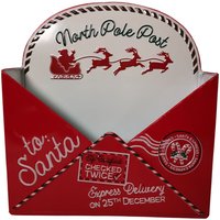 Samuel Alexander, Metal Santa Envelope Shape Post Box Sign Christmas Decoration - Red Samuel Alexander, Metal Santa Envelope Shape Post Box Sign Christmas Decoration - Red