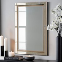 Antique Mottled Brass Wall Mirror Bevelled - Brass