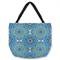 Floral And Geometric Embellished Tiles Tote bag - Blue