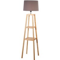 Wooden Plant Stand Lamp Kd Natural - Brown