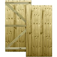 Overlapped Feather Edge Pathway Semi-Braced Flat Top Pedestrian Garden Gate - Pressure Treated (Tanalised) / 17kg / 90cm