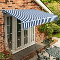 Standard Manual Garden Patio Awning Canopy - Blue & White Stripe / 5m