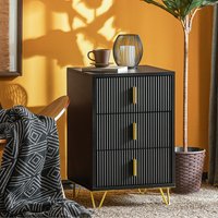 SoBuy Modern Bed Table Side Table Nightstand - Black / 3