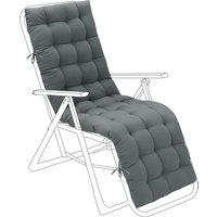 Outdoor Sun Lounger Garden Recliner Chair Cushion Seat Pad - Ash Grey