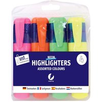 4 Chunky Highlighters Assorted Neon Colours - Multi