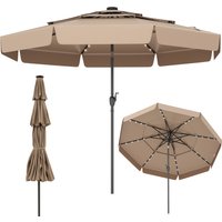 295 cm Solar Patio Umbrella with 32 LED Lights - Brown