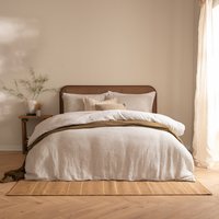 Perrie Leaf Muslin Cotton Duvet Cover Set - Natural / King