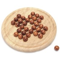 Peg Solitaire with Wooden Marbles Board Game - Beige