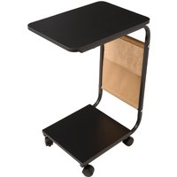 C-Shaped Side Table with Storage Pocket - Black