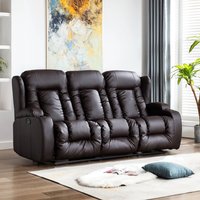 Caesar Manual High Back Luxury Recliner 3 Seater Sofa - Brown