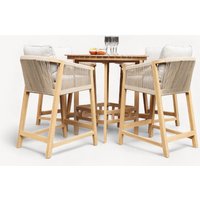 Roma 5 Piece Round Bar Set - Beige / The Set Includes: 1 x Bar Table 4 x Deluxe Bar Chairs