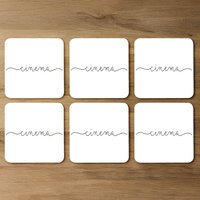 Text Cinema Designer Coaster Set - White