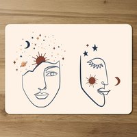Celestial elements like stars, moon, sun and planets Designer Placemat Set - White