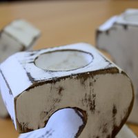 Handmade White-Washed Wooden Birthday Number 0 - White
