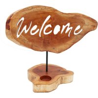 Handmade Wooden Welcome Candle Holders - Brown