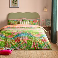 Meadow Escape Floral Duvet Cover Set - Green-Pink / Single