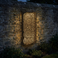 Metal Moroccan Solar Wall Panel Large Small Garden Ornament - Black / 30cm
