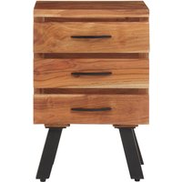 Nashik Three Drawer Acacia Side Table - Brown