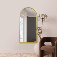 MirrorOutlet Arcus - Gold Framed Arched Leaner Wall Mirror 140CM X 70CM - Gold