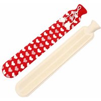 Extra Long Hot Water Bottle - Red Pattern