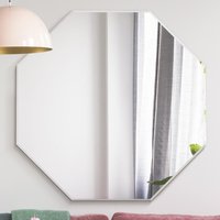 Octa All Glass Modern Bevelled Octagonal Wall Mirror - Black