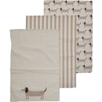Set Of Three Sausage Dog Tea Towels - White