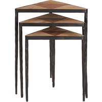Elmo Elm Wood Set Of 3 Triangular Nesting Tables - Black, Brown