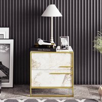 Polka Bedside Table - White Marble Effect