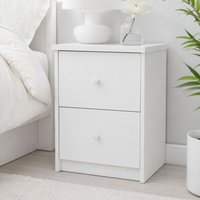 Erin White 2 Drawer Bedside Cabinet with Metal Runners - White