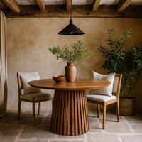 Birmingham Round Mango Wood 4 Seater Dining Table - Brown