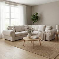Verona Chenille Corner Sofa with Deep Seats and Angular Arms - Cream