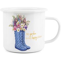 My Garden Is My Happy Place Enamel Mug - Blue