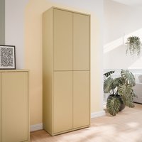 Alice Springs Tall Shoe Cabinet with 4 Doors Push-Open in Night Blue - Butter Yellow