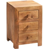 Dakota Light Mango 3 Drawer Bedside Cabinet - Light Wood