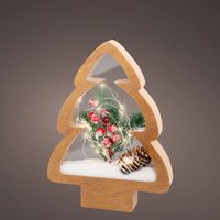 Christmas Tree Wooden Decorative Light Frame Red Berry - Brown
