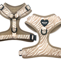 Pretty Pup London Zebra Print Dog Harness - Beige - Beige Brown / Small
