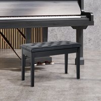 HOMCOM PU Leather Piano Bench with Storage Makeup Dressing Stool - Black